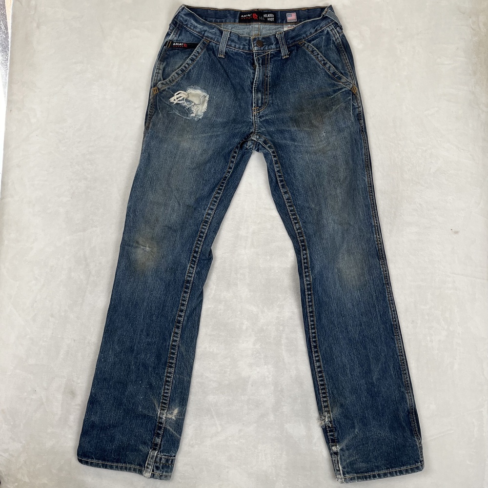 Ariat FR M4 Relaxed Boot Jeans Mens 32x34 Blue Relaxed Bootcut Denim Med Wash